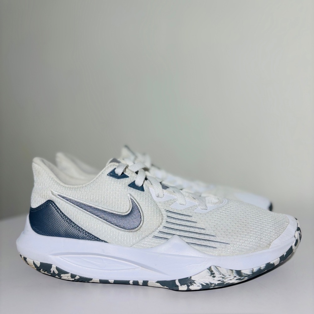 Nike Mens Precision 5 CW3403-101 White‎ Gray Basketball Shoes Sneakers | Sz 11.5